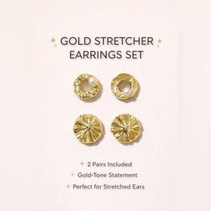 Gold Stretcher Earrings Set J172
